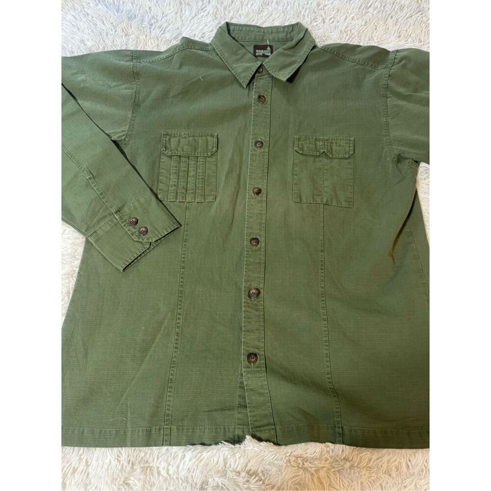 Weekendz off button up military style shirt ripstop army shirt L